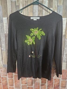 Beaded Palm Tree spring/summer sweater by Lucia Burns